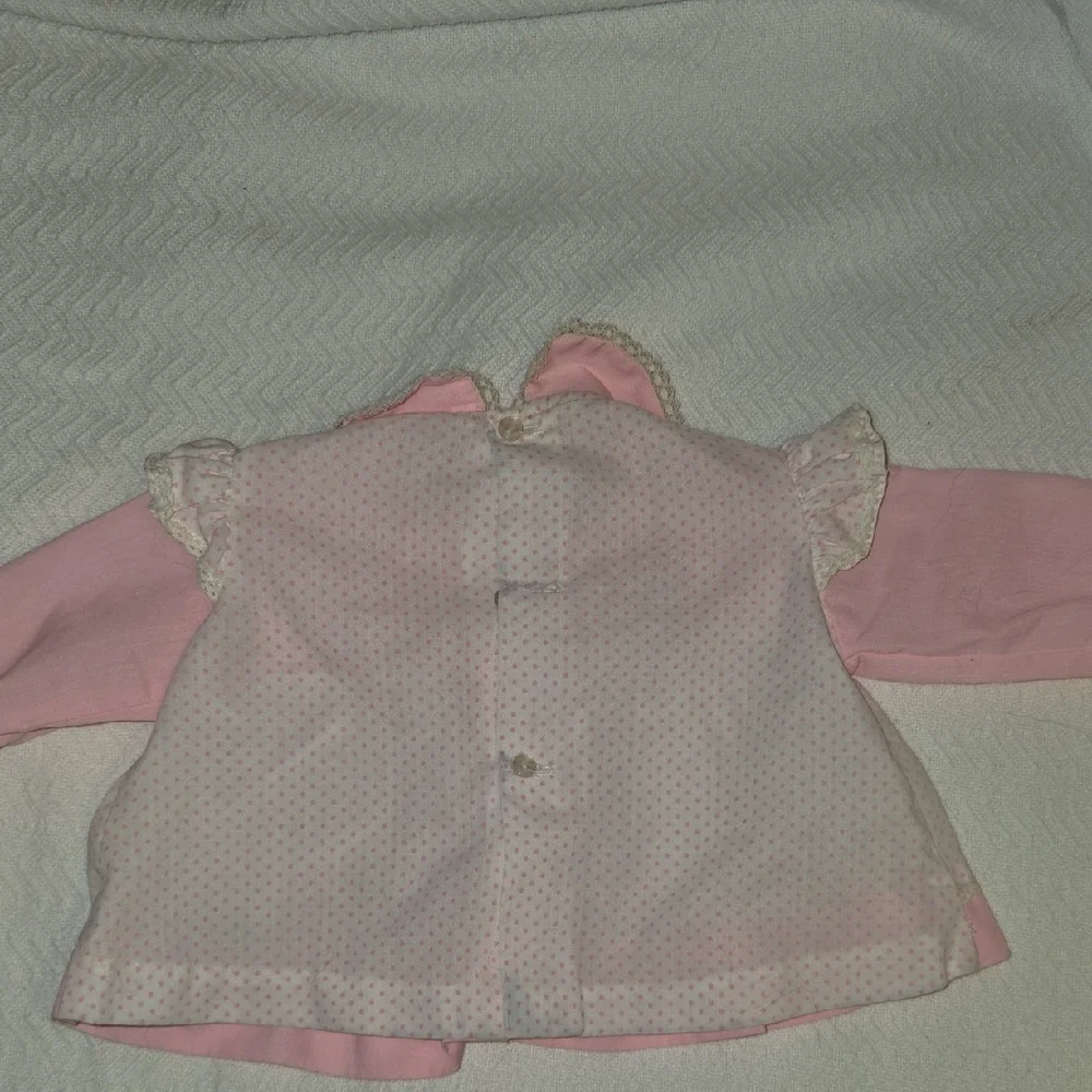 Pink and White Baby Dress with Floral Embroidery
